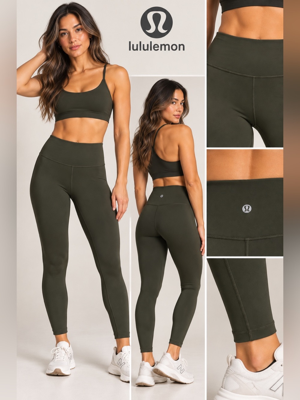 lululemon Dark Olive High Rise Yoga Workout Leggings 10